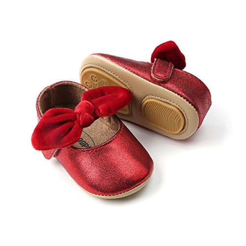 Baby Girls Mary Jane Flats Shoes With Bowknot Princess Wedding Party Dress Shoes Soft Sole Non Slip Infant Newborn Crib Shoes First Walkers Prewalker #TOP3
