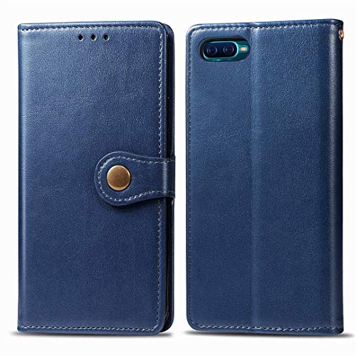 Funda Oppo K1 / R15X, de piel sintética de alta calidad, con cierre magnético redondo, ranuras para tarjetas, funda protectora con correa de mano para Oppo K1 / R15X, compatible con OPPO K1 / R15X