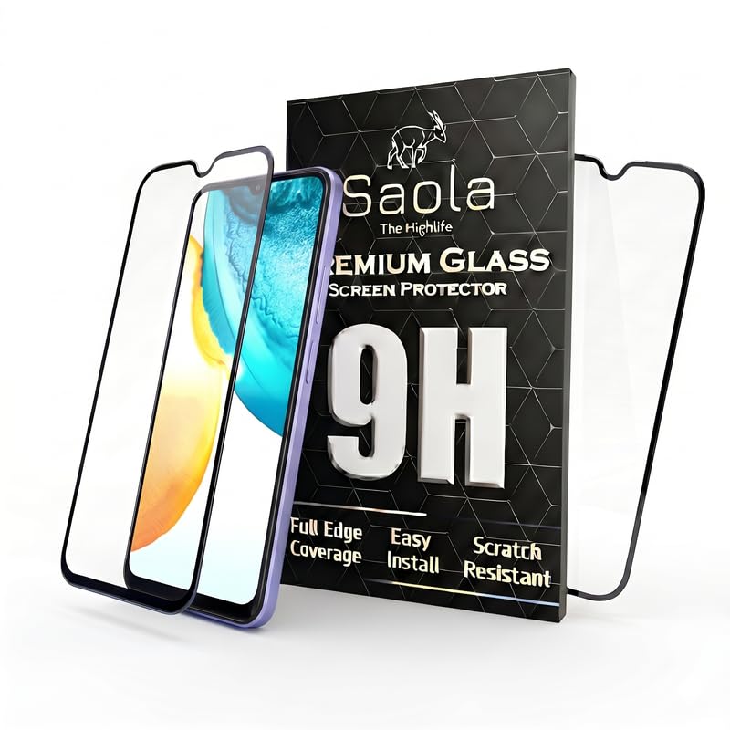 Image of Saola Hd+ Oleophobic Smartphone Tempered Glass Screen Protector For Vivo V20 (Pack Of 2) With Free Installation Kit. Full Screen Coverage - 6.44 Inch