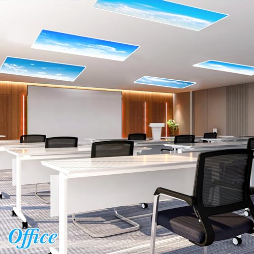 Image of VIHOSE 6 Pcs Fluorescent Light Covers for Ceiling Lights Classroom Magnetic Light Covers Classroom Filters Office School Drop Ceiling, 4 x 2 ft(Cloud)