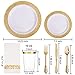 bUCLA 350PCS Gold Plastic Plates Disposable - Gold Plastic Dinnerware Set Include 50 Dinner / 50 Dessert Plates, 50 Forks, 50 Knives, 50 Spoons, 50 Cups, 50 Napkins for Party & Thanksgiving