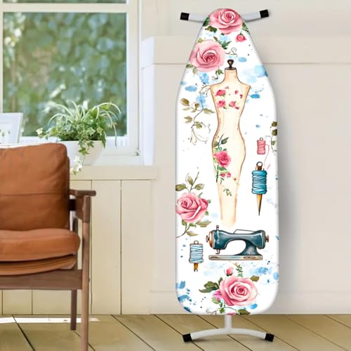 Image of Nuxovilar Sewing Mannequin Floral Ironing Board Cover 15x54 Polyester | Iron Pad Scorch Guard laundry helper protective board shield home laundry room craft studio (Floral Dress)