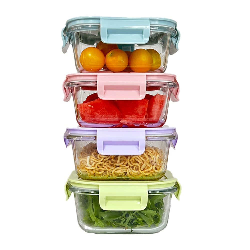 Amazon.com: R.repad yay 2Cup Square Glass Food Storage Containers, Small  Square Food Containers With Airtight Lids Leak-proof, BPA free 16oz Glass  Meal Prep Bowls, Dishwasher, Microwave, Freezer Safe (4 color): Home &