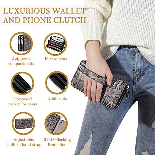 Image of Daisy Rose Dual Zipper Phone Clutch and Wallet for Women - RFID Blocking, PU Vegan Leather Multi-Card Organizer