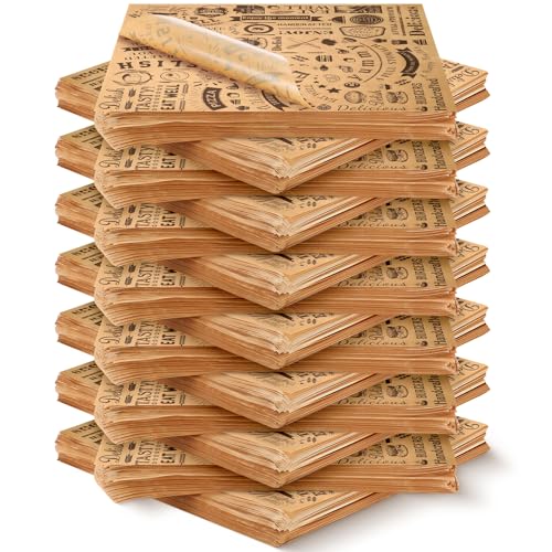 Outus 1800 Pcs 12 x 12 Inch Deli Wax Paper Sheets, Brown