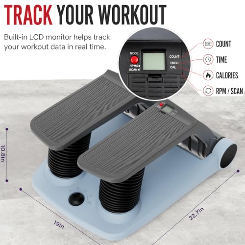 Image of Air Stepper Exercise Machine with Resistance Bands, 5-Level Adjustable Resistance, 300 lb Capacity Stair Stepper with LED Monitor, Low-Impact Home Cardio and Full Body Workout Equipment
