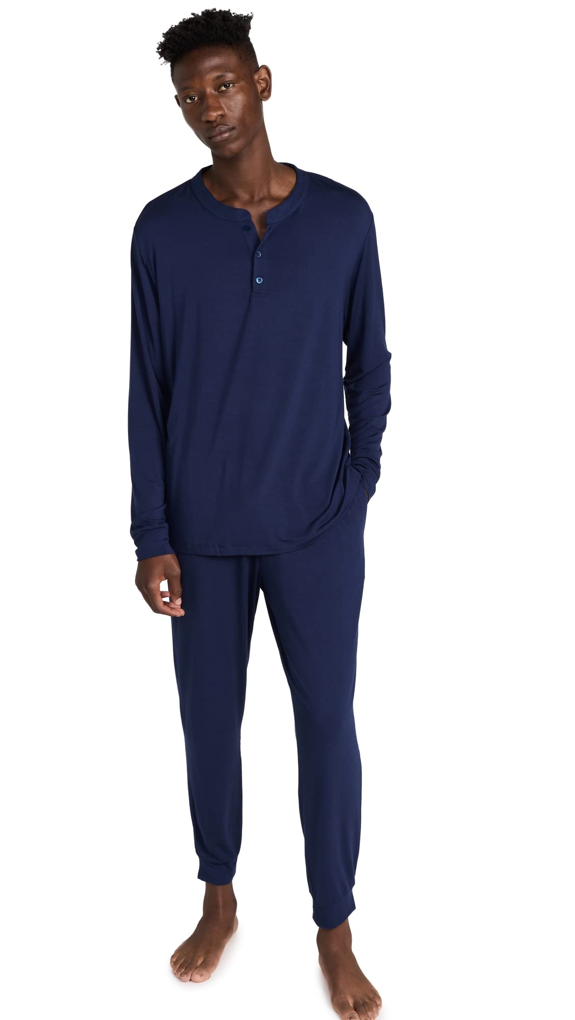 Eberjey Henry Men's Jersey Modal PJ Set (True Navy, X-Large)