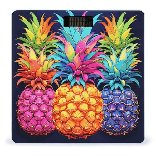 Báscula de baño digital Colorful Pineapple vidrio templado 400lb