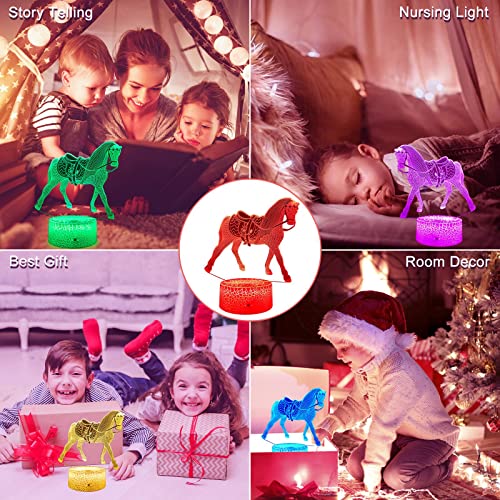 Lámpara de mesa en forma de caballo multicolor para niños miniatura 6