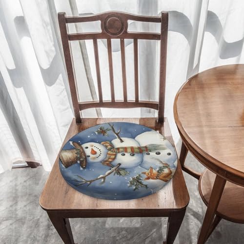Cojín redondo de invierno con diseño de muñeco de nieve de 39 cm 8