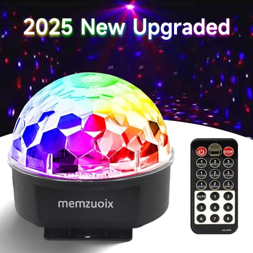 Image of memzuoix 2025 Upgrade Disco Ball Party Lights Dj Strobe Light with 6 Colors, Sound Activated Big-Size Magic Stage Party Light with Remote Control, Halloween Decorations Bar Home Club (7'' Big Size)