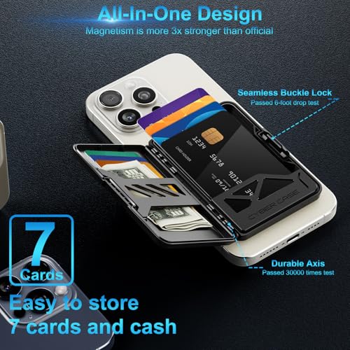 Magnetic Wallet with RFID Blocking - for MagSafe Phone Wallet for Mens Women, Heavy Duty | Scratch-Resistant | Hold 7 Cards, Stronger Magnetic Card Holder for iPhone 16/15/14/13/12 Black2