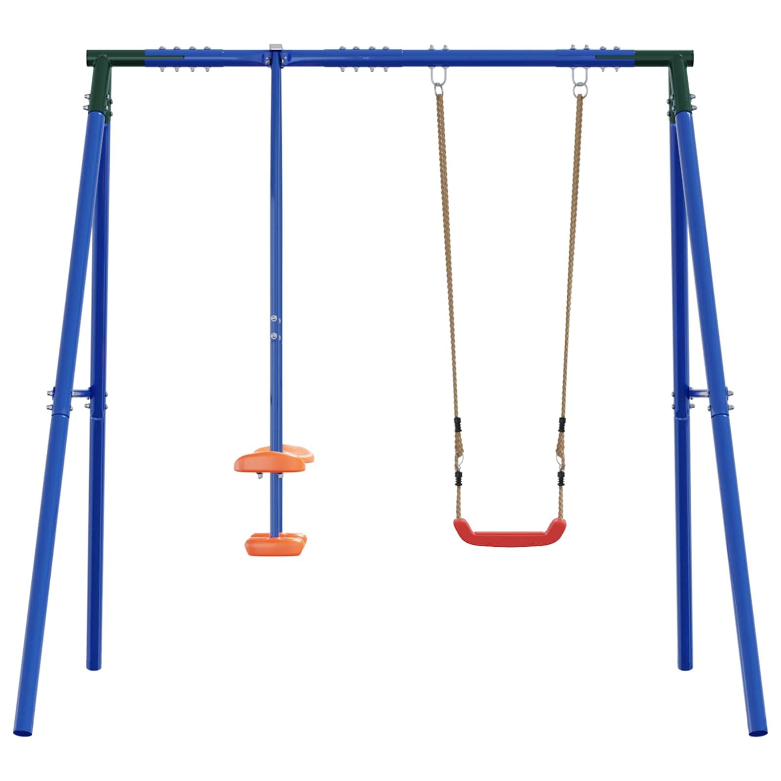 Telaio per altalena per esterni con scivolo per fino a 3 bambini, in acciaio e plastica, resistente alle intemperie, 213 x 185 x 185 cm, parco giochi da giardino, altalena per bambini