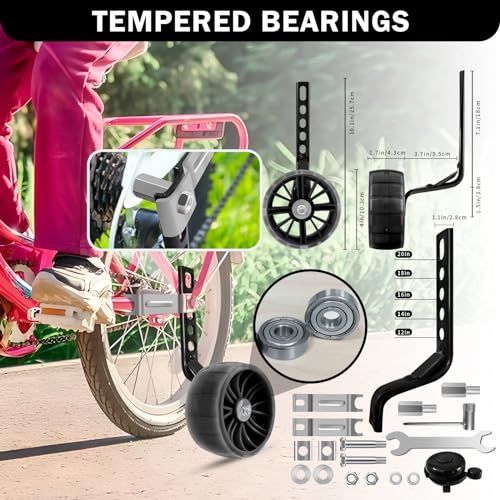 Image of HAWENS Bike Training Wheels Mute Flash Wheels with Adjustable Bicycle Stabilizer Mounted Kit Compatible for 12 14 16 18 20 inch Single Speed Bike