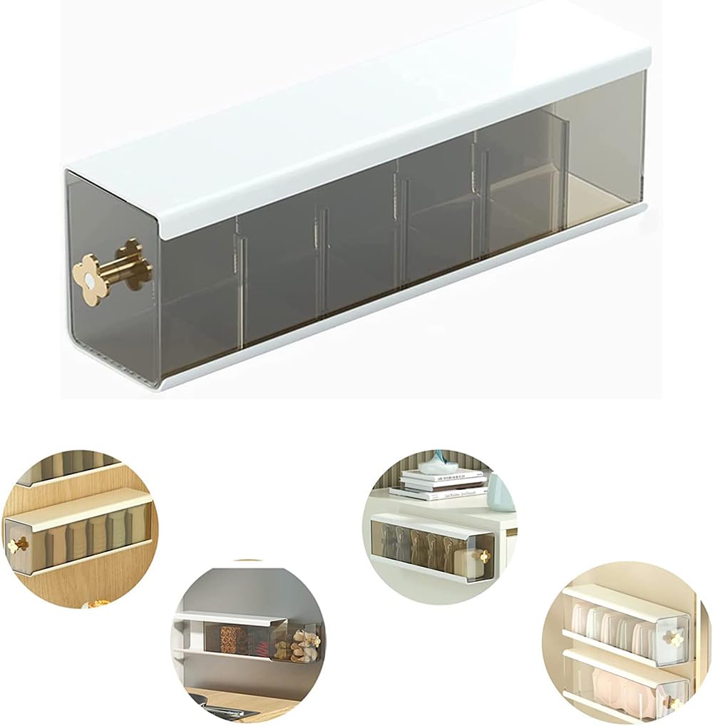 APAPSock Underwear Drawer Organizer,Multifunctional Storage Box with Detachable Partition,6-Cell Wall Mount Dustproof Storage Box,for Closet, Bedroom, Office, Kitchen (White)