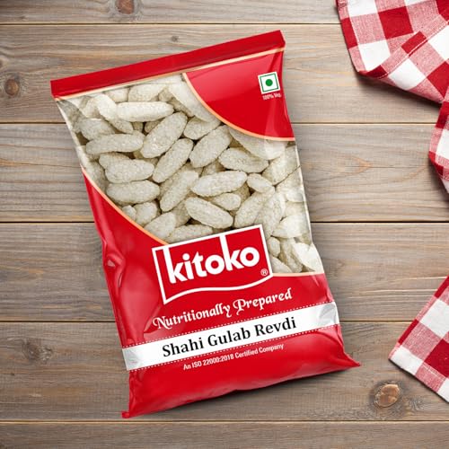 Image of Kitoko Shahi Gulab Revdi | Sweet Sugar Revadi | Fresh and Crunchy Rewari | Til Sweets | Sesame Candy 500gm