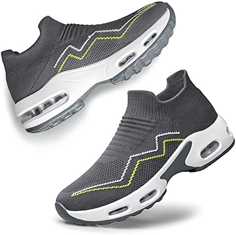 YHOON Womens Running Shoes Slip on Casual Shoes Athletic Sports Shoes Dark Grey Size 8