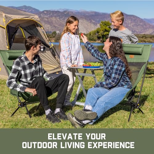 Image of FanttikOutdoor Zeta L8 Max Camping Chair, Portable & Lightweight, Comfort-Driven Foldable Rocking Chair with Carry Bag for Camping, Hiking, Patio, Fishing, Support up to 250 lbs, Green