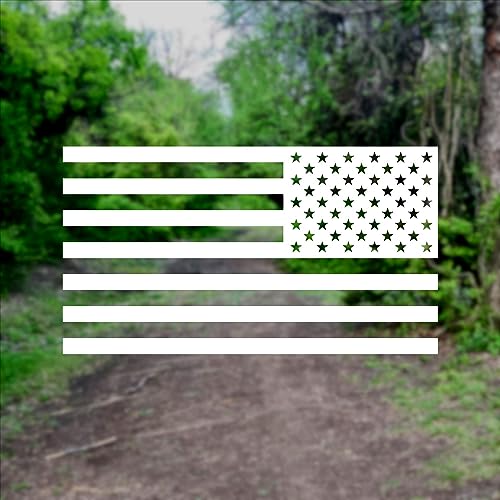 Image of American US Flag [Pick Color /Size] Vinyl Decal Sticker for Laptop /Car /Truck /Window /Bumper (5in x 2.8in (Reversed), Gloss White)