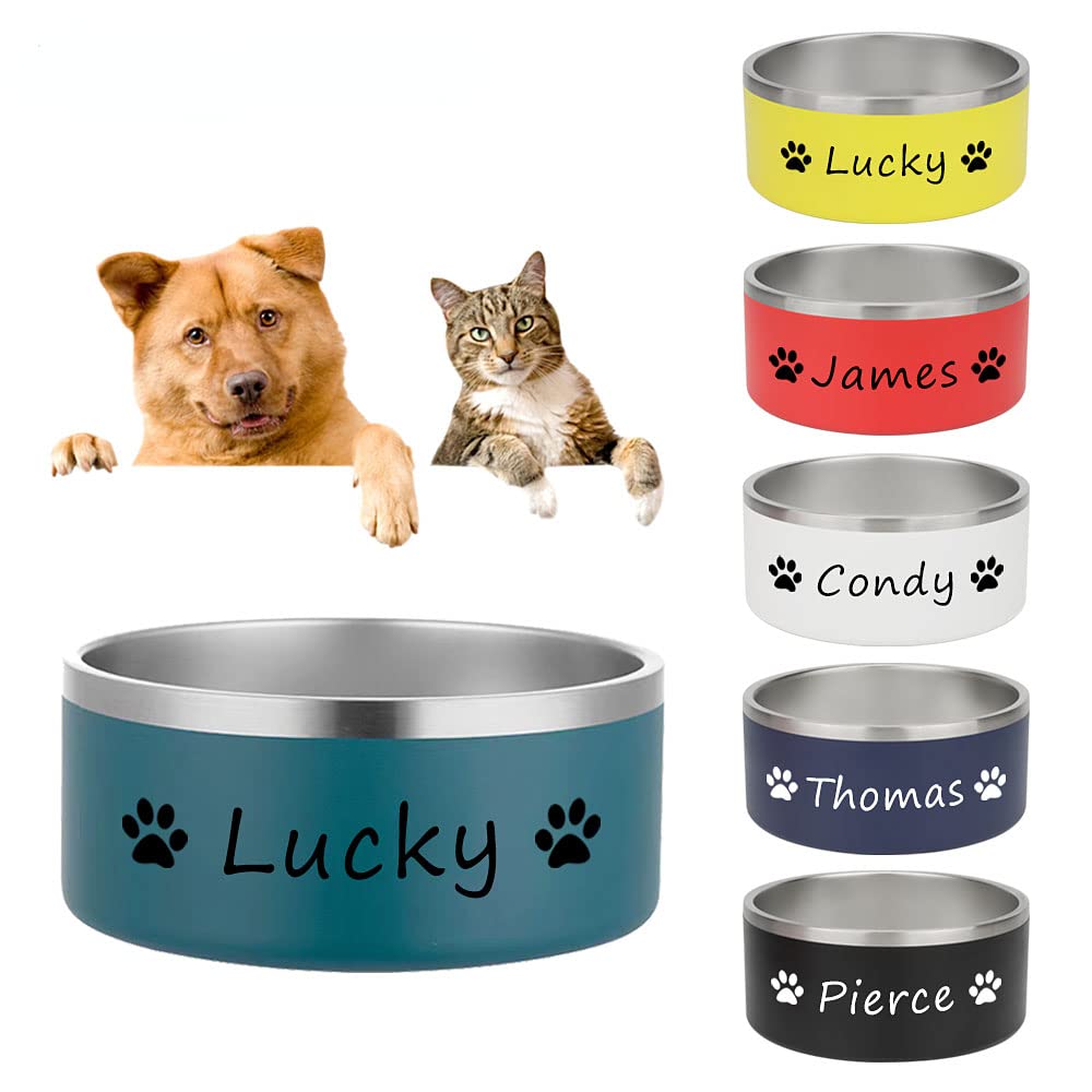 HWLY Cuenco personalizado con nombre para mascotas, cuenco para mascotas con nombre personalizado, placa de identificación personalizada, de acero inoxidable, antideslizante, para perros medianos,