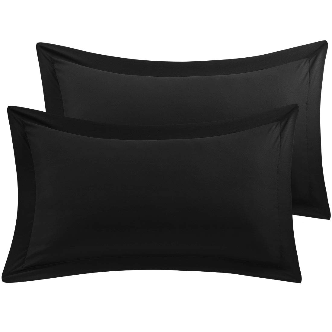 PiccoCasa Pillow Shams Double Brushed Microfiber, 2 Packs Pillowcases with Envelope Closure,Soft and Comfortable Pillowcases Black 50 x 65cm