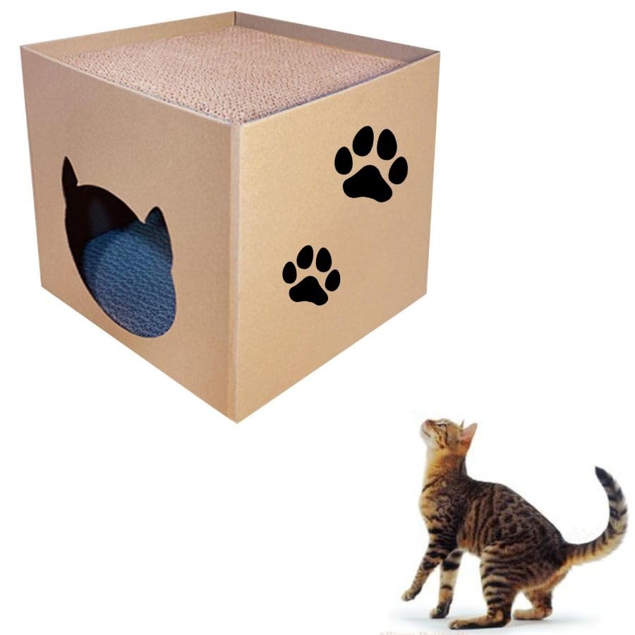 PSK PET MART Cat Scratching Pad with Box Scratch Cat Bed Exerciser for Indoor Cats Lounge House and Kittens,Two-Sided Scratcher Cardboard (B0CR1L8565) Amazon Price History, Amazon Price Tracker