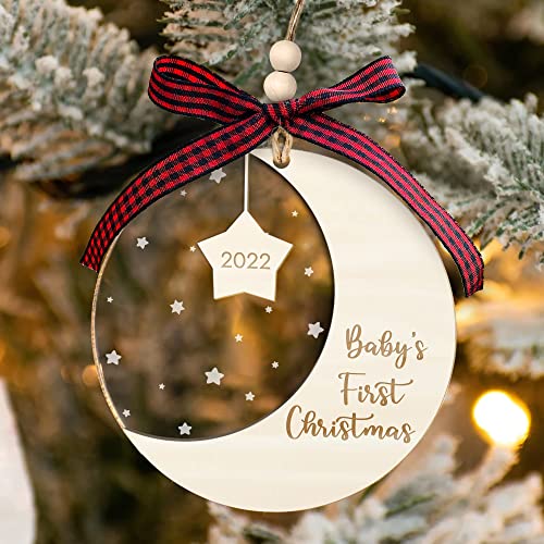 Baby First Christmas Ornament 2022 Boy & Girl - First Christmas Ornament 2022- Our First Christmas As Mom & Dad - My First Christmas Ornament 2022- Christmas Tree Ornaments - Acrylic & Wooden Ornament #TOP4