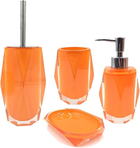 Miniatura 3 de Jabonera facetada, resina duradera, suave, fácil de limpiar, para decoración elegante de baño, naranja, 4 x 5, se vende individualmente