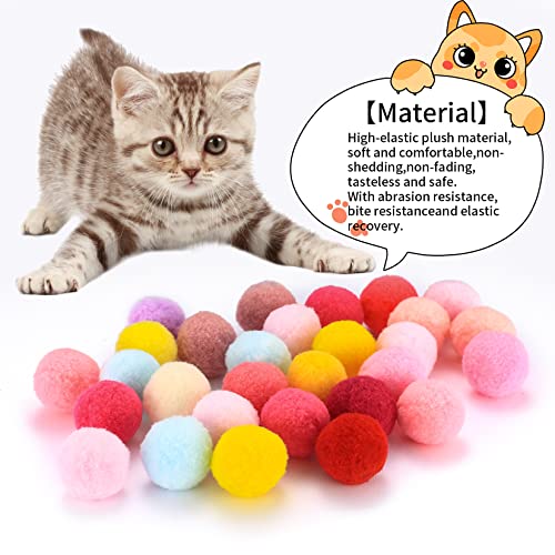 wugongshan 100 Stück Katze Spielzeug Bälle, Bunte Katzenspielzeug Bälles, Weiche Kätzchen Pompon Plüsch Kätzchen Haustier Spielzeug Bälle