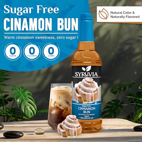 Syruvia Sugar-Free Cinnamon Bun & Cupcake Syrup - 25.4 fl oz Premium Coffee Flavoring Syrup. 0 Calories, Kosher, and Gluten-Free. Ideal for Drinks, Sodas, Shakes, Desserts, and More. - image 4
