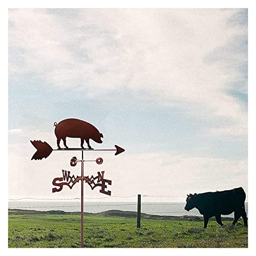 Weathercock Weathervane Pig Weathervane Animal Metal Weather Vane Decorative Wind Direction Indicator For Outdoor Measuring Tool For Sheds Retro Durable Farm Scene Garden Stake Wind Vane Weather Vanes #TOP6