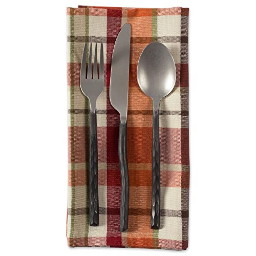 Dii Tabletop Fall Harvest Décor Thanksgiving Thanksgiving Cloth Dinner Set, Napkin, 20X20", Pumpkin Spice Plaid, 6 Count #TOP2