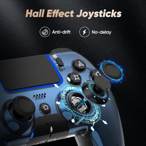 Image of BETMI Wireless Controller for PS5, Pro /Slim /MAC /PC, Metallic Blue | Gamepad with Macro /Turbo Function, Dual Vibration, Hall Effect Joysticks, 6-Axis Gaming Controller with Speaker, 3.5mm Jack
