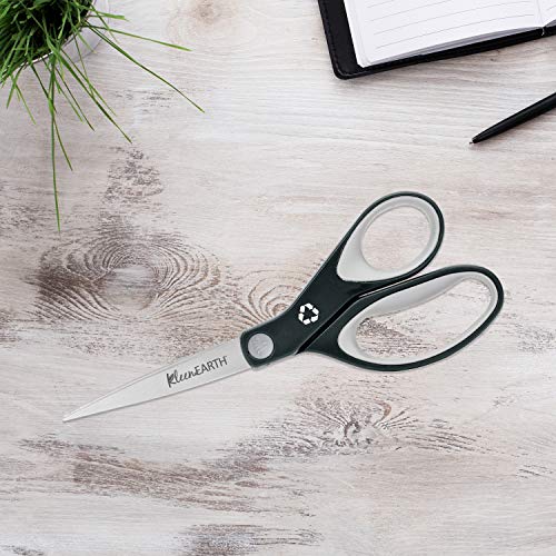 Westcott 8-Inch Kleenearth Soft Handle Straight Scissors, Black/Gray #TOP4