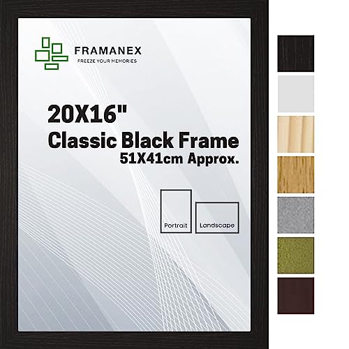 FRAMANEX Modern Dome Shape Frames | Black Colour 20X16 Picture Photo Poster Frames | 16X20 Inch Rectangle Picture Frame | Beautify Your Walls with SD Mold Wood Finish Photo Frame