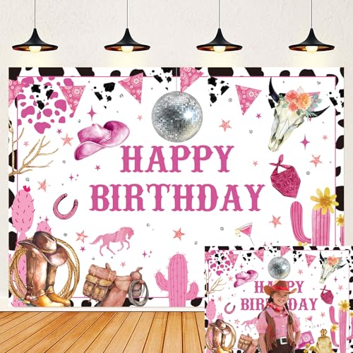 Toile de fond cowgirl rose pour un anniversaire western magique