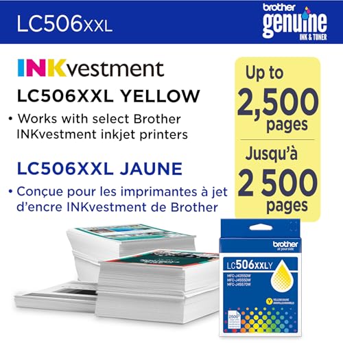 Image of Brother Genuine LC506XXLY Super High Yield Yellow Ink Cartridge (for use INKvestment 4355, 4555, and 4557 Printers)