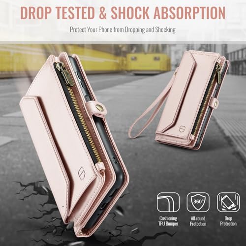 Strapurs for Samsung Galaxy A16 5G - Zipper Strap Wallet Case, Rose Gold by Strapurs - Used condition - Image 8
