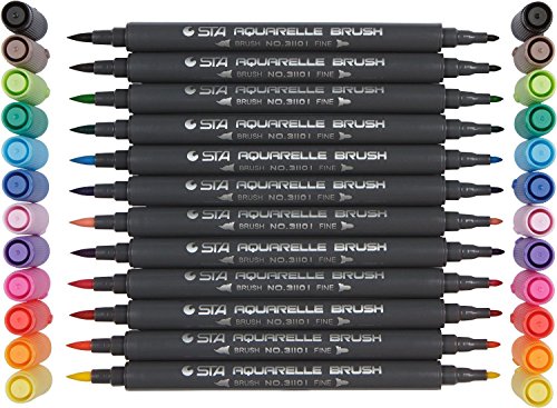 ZJchao acuarela cepillo juego de rotuladores - Sta 12/24/36/48 colores - arte pintura rotuladores bolígrafos de punta de pincel doble - mejor para colorear, manualidades y dibujo