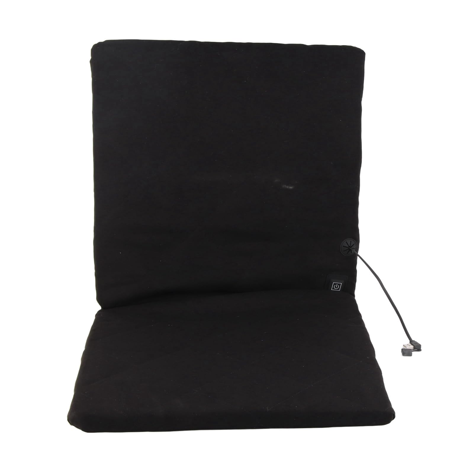 Elektrisch Beheizbares Sitzkissen, Faltbare Sitzheizung mit Rückenstütze für Camping, Angeln, Jagd, Tribünen, Material: Gestepptes Baumwollwildleder, Baumwolle, Oxford-Stoff, Schwarz, 40 x 40 cm