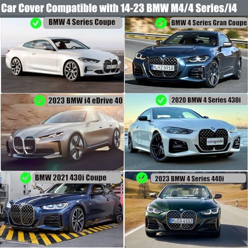 Image of Car Cover Compatible with BMW M4 /4 Series /i4 eDrive /428i 430i 440i 2014-2024, 6-Layers 210T Windproof All Weather Waterproof UV Sun Protection Snow Dust Storm Resistant with Straps Outdoor Covers