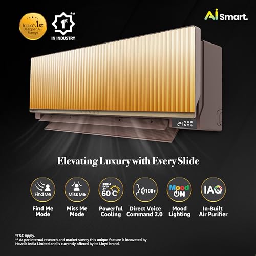 Image of Lloyd Stunnair 1 Ton 5 Star AI Smart Wi-Fi Inverter Split AC (Highest ISEER, One Unit Per Night, 6 in 1 Expandable, Cools Up To 60C, Mood Lighting, In-Built Air Purifier, Beige & Cocoa, GLS12V6GSOQZ)