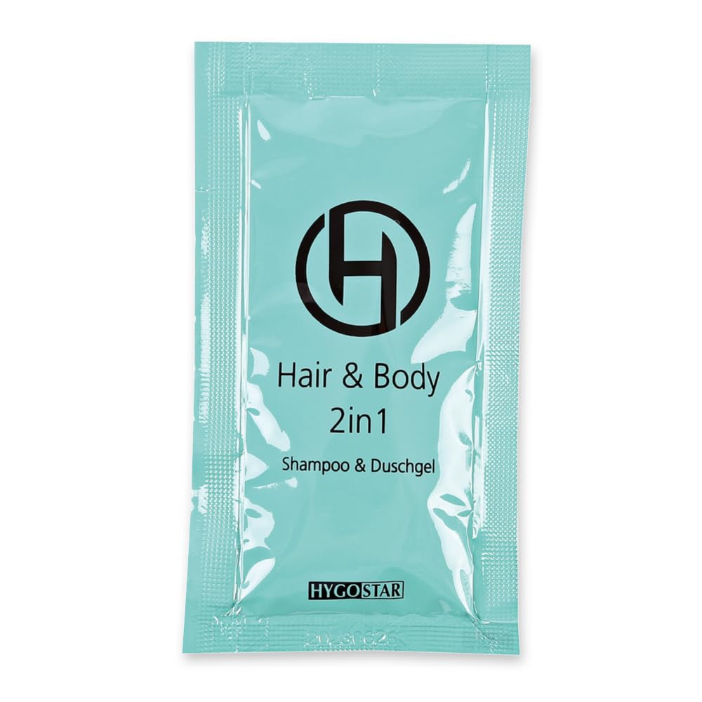FRANZ MENSCH 1000 Stück, Hair & Body 2in1, 12 ml, hellblau, Einwegkosmetik | Sachet, 11x6cm, Karton, Shampoo & Duschgel, Hotelkosmetik, Einmalkosmetik, hotel amenities, Gäste, Reise