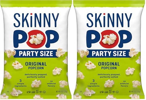 Image of SkinnyPop Popcorn, Original, Whole Grain, Dairy-Free Snack, 8oz Family Size Bag (Pack of 2)