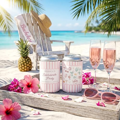 Image of Custom Bachelorette Can Coolers for Bachelorette Party & Beach Trip