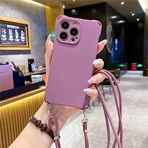 Housse antichoc armure pour iPhone 13 bandoulière de luxe violette