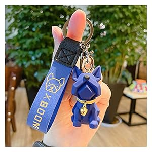 Hongtai Punk bulldog sleutelhanger PU lederen schattige hond sleutelhanger tas hanger sieraden kleine accessoires auto sleutelhanger sleutelhanger (Color : 3)