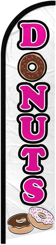 Infinity Republic - Donuts Windless Full Sleeve Banner Swooper Flag - Perfect for Restaurants, Donut Shops, Coffee Shops, Cafes etc!