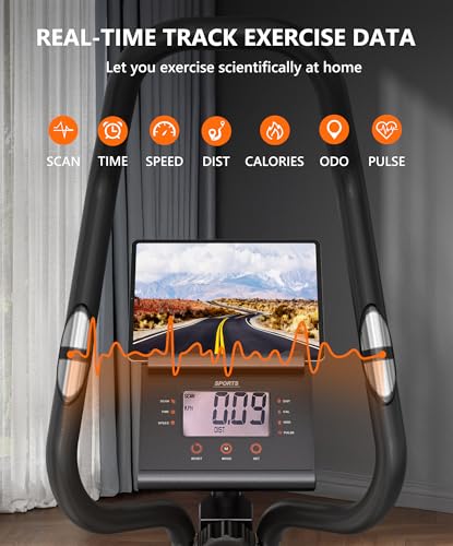 Nahaufnahme der griffigen Pedale und Handpulssensoren am THERUN Crosstrainer - Detailansicht von THERUN 3-in-1...