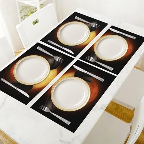 Sets de table d'Halloween en PVC lavables en vinyle tissé durable pour dîneurs - 7